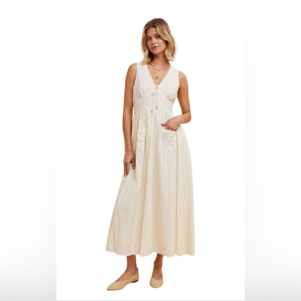 COTTON EYELET SLEEVELESS DRESS